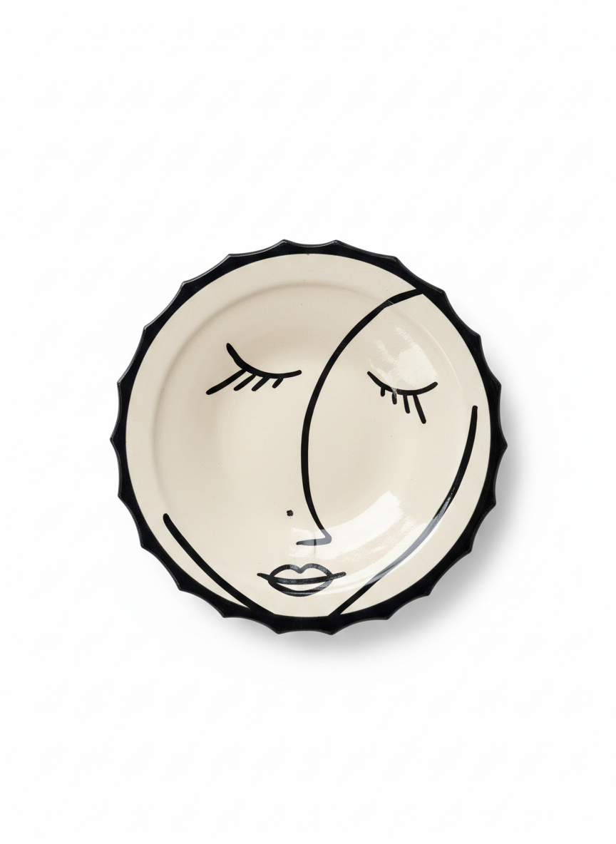 IMG_4991 Black And white Picasso-Style Ceramic Plate - Image 1