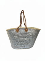 Blush Spark – Handmade Sequin Straw Basket - Image 3