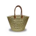 Blush Spark – Handmade Sequin Straw Basket