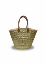 Blush Spark – Handmade Sequin Straw Basket