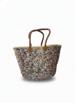Blush Spark – Handmade Sequin Straw Basket - Image 5